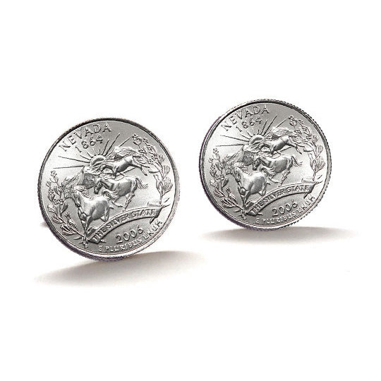 Nevada State Quarter Coin Cufflinks Uncirculated U.S. Quarter 2006 Cuff Links Image 1