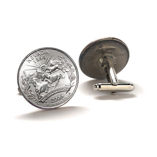 Nevada State Quarter Coin Cufflinks Uncirculated U.S. Quarter 2006 Cuff Links Image 2