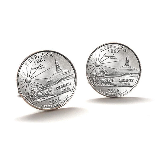 Nebraska State Quarter Coin Cufflinks Uncirculated U.S. Quarter 2006 Cuff Links Image 1
