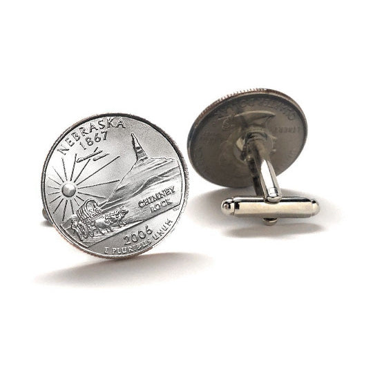 Nebraska State Quarter Coin Cufflinks Uncirculated U.S. Quarter 2006 Cuff Links Image 2