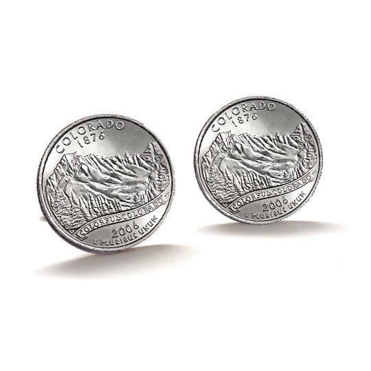 Colorado State Quarter Coin Cufflinks Uncirculated U.S. Quarter 2006 Cuff Links Image 1