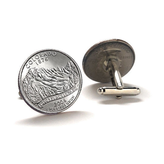 Colorado State Quarter Coin Cufflinks Uncirculated U.S. Quarter 2006 Cuff Links Image 2