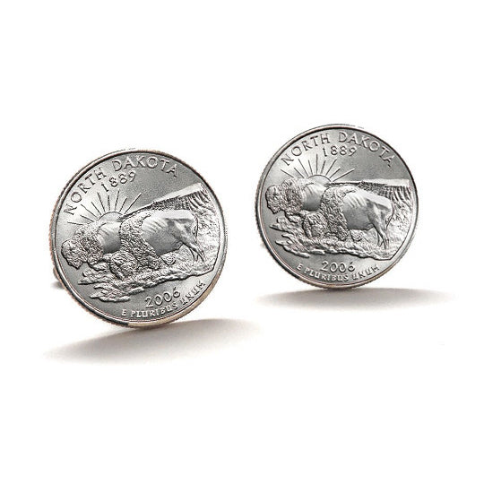 North Dakota State Quarter Coin Cufflinks Uncirculated U.S. Quarter 2006 Cuff Links Image 1