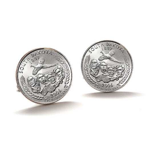 South Dakota State Quarter Coin Cufflinks Uncirculated U.S. Quarter 2006 Cuff Links Image 1