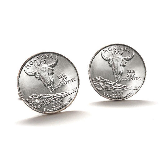 Montana State Quarter Coin Cufflinks Uncirculated U.S. Quarter 2007 Cuff Links Image 1