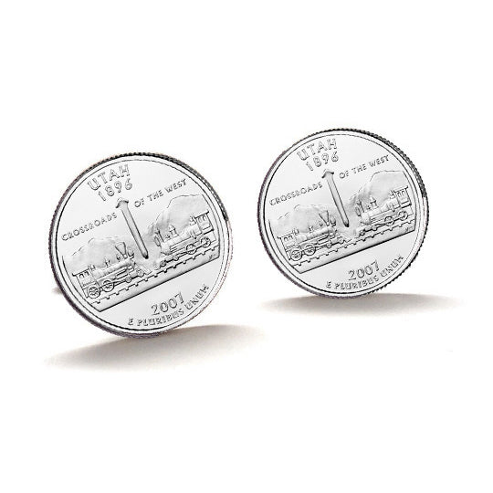 Utah State Quarter Coin Cufflinks Uncirculated U.S. Quarter 2007 Cuff Links Image 1