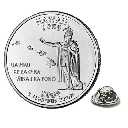 Hawaii State Quarter Coin Lapel Pin Uncirculated U.S. Quarter 2008 Tie Pin Image 1