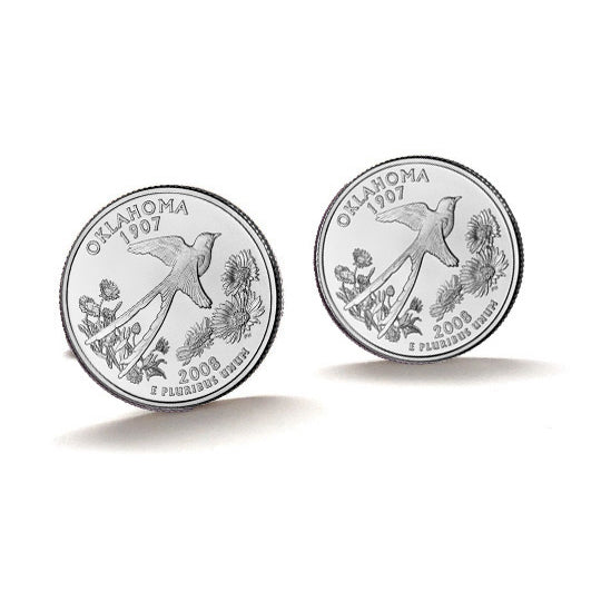 Oklahoma State Quarter Coin Cufflinks Uncirculated U.S. Quarter 2008 Cuff Links Image 1