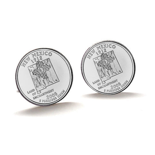 Mexico State Quarter Coin Cufflinks Uncirculated U.S. Quarter 2008 Cuff Links Image 1