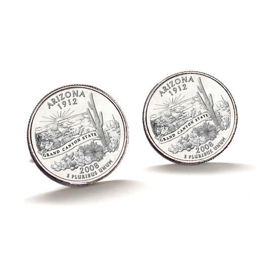 Arizona State Quarter Coin Cufflinks Uncirculated U.S. Quarter 2008 Cuff Links Image 1