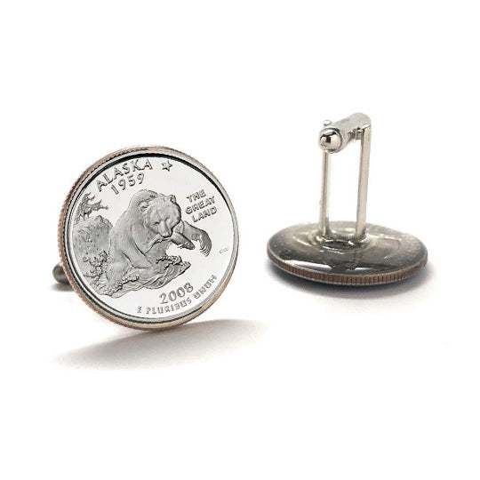 Alaska State Quarter Coin Cufflinks Uncirculated U.S. Quarter 2008 Cuff Links Image 3