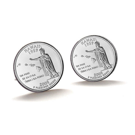 Hawaii State Quarter Coin Cufflinks Uncirculated U.S. Quarter 2008 Cuff Links Image 1