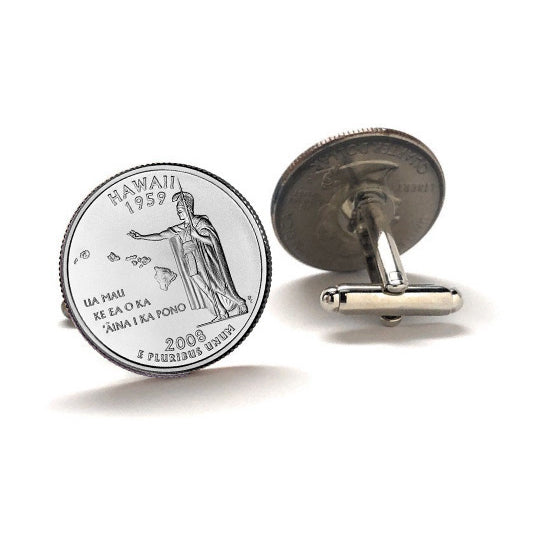 Hawaii State Quarter Coin Cufflinks Uncirculated U.S. Quarter 2008 Cuff Links Image 2