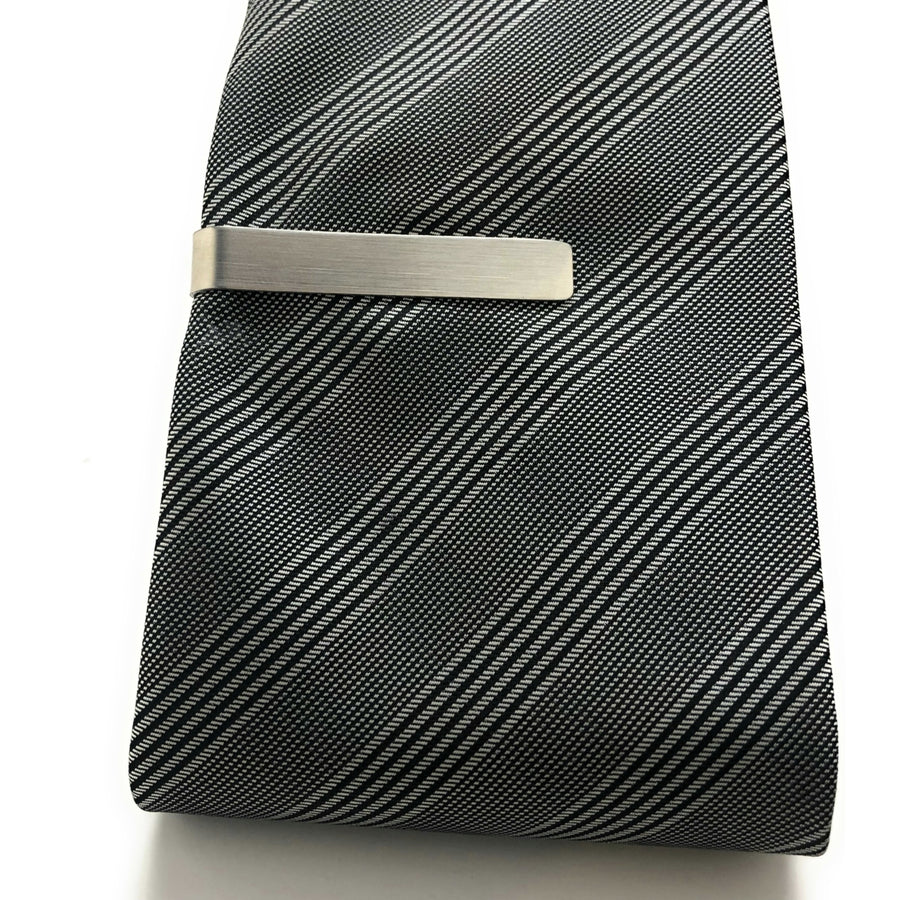 Brush Silver Tie Bar Mens Executive Tie Clip Classic Design Image 1