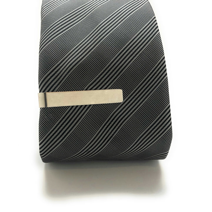 Brush Silver Tie Bar Mens Executive Tie Clip Classic Design Image 3