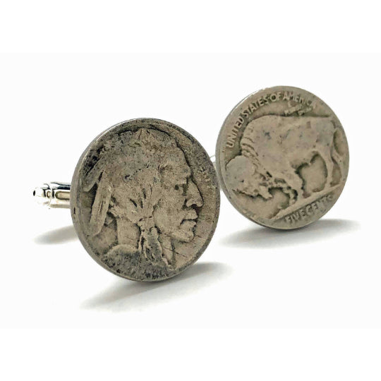 Buffalo Nickels Cufflinks Wild West Indain Head Nickels Old American Coins Cuff Links Image 1