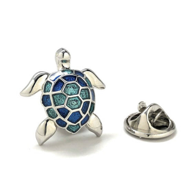 Tropical Paradise Turtle Lapel pin Fully Detailed Ocean Turtle Tie Pin Image 1