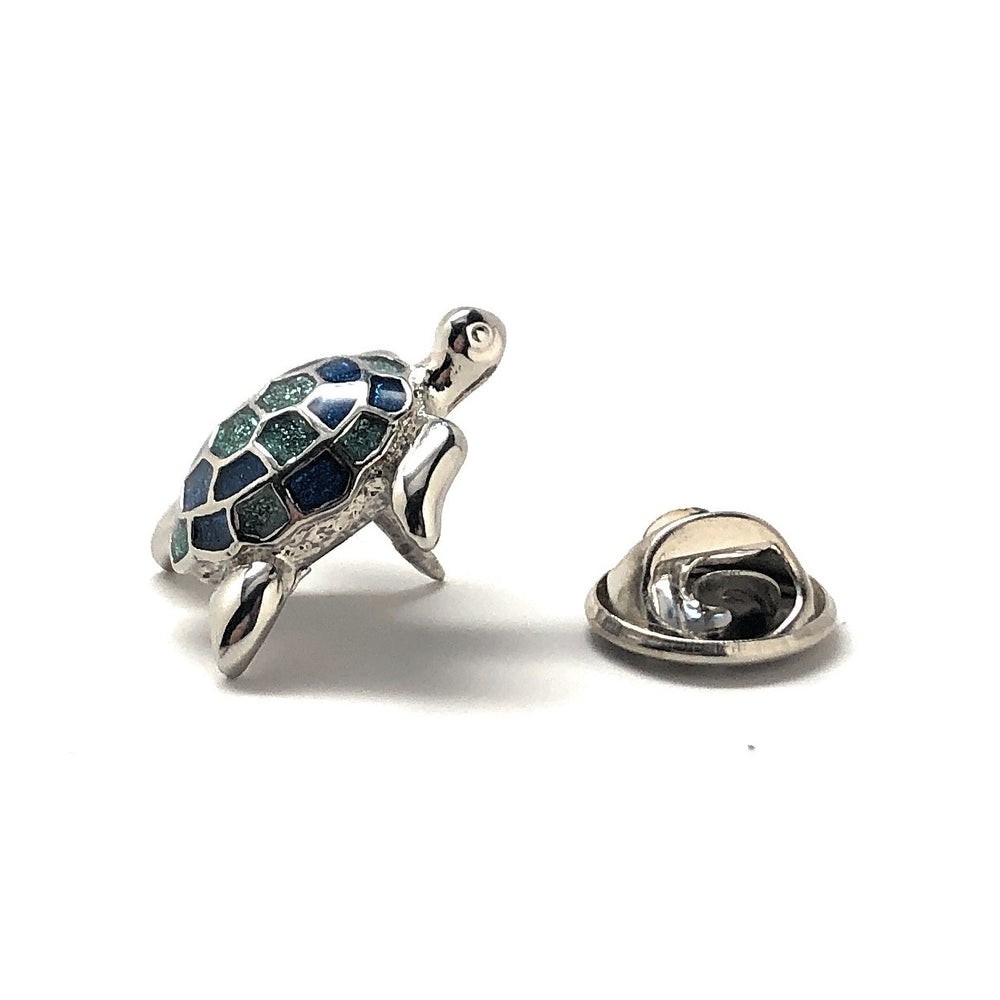 Tropical Paradise Turtle Lapel pin Fully Detailed Ocean Turtle Tie Pin Image 2