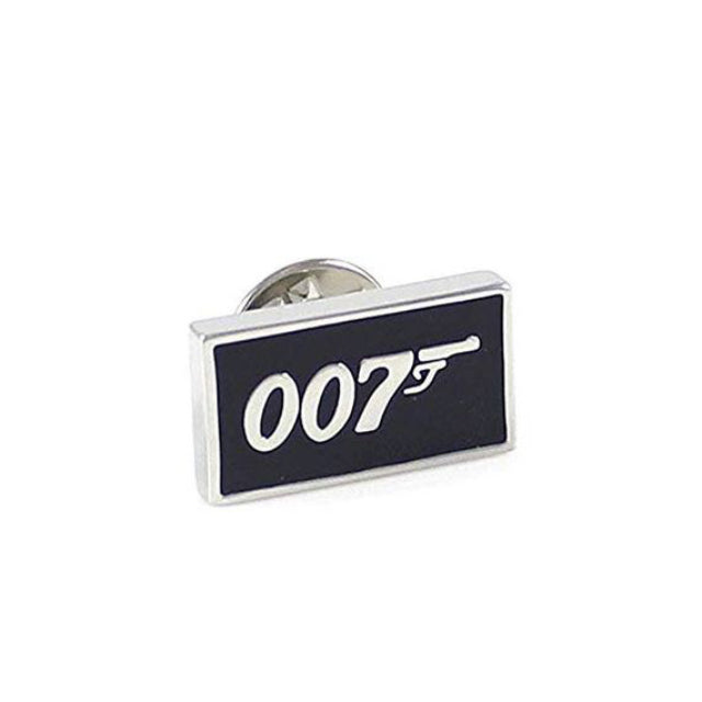 Jame Bond Lapel Pin 007 Logo Tie Tack Black Enamel Silver Plated Enamel pin Image 1
