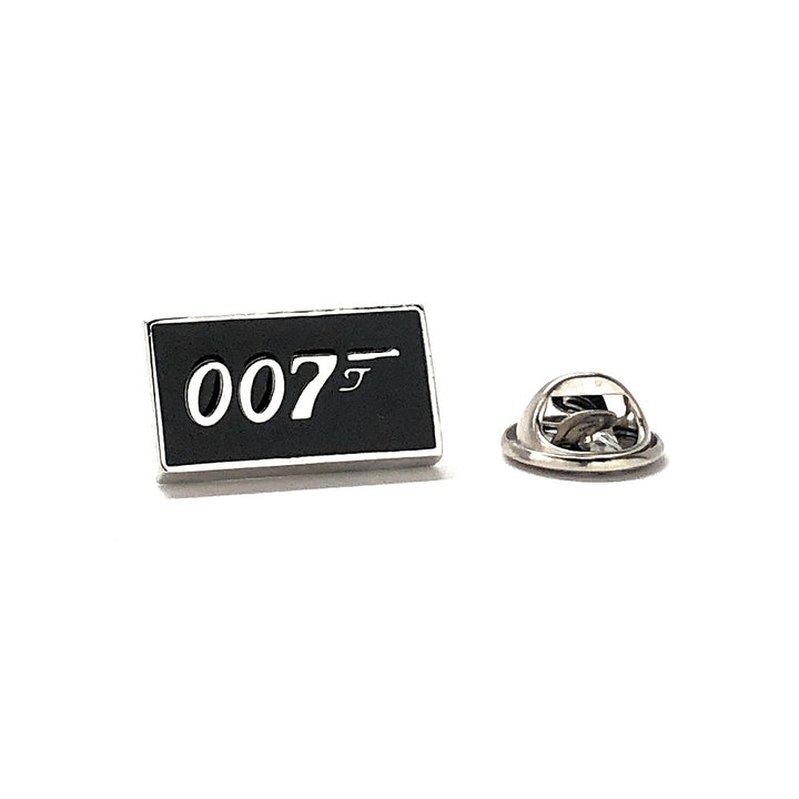 Jame Bond Lapel Pin 007 Logo Tie Tack Black Enamel Silver Plated Enamel pin Image 2