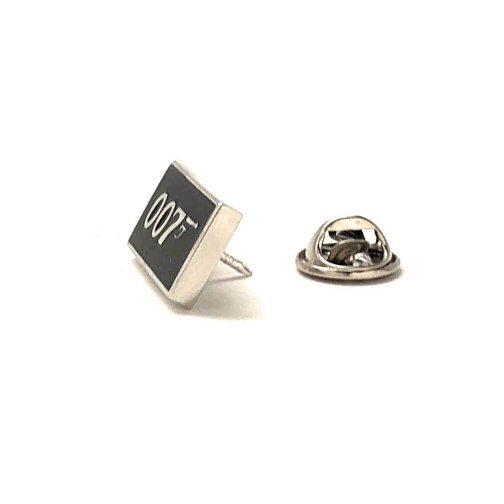 Jame Bond Lapel Pin 007 Logo Tie Tack Black Enamel Silver Plated Enamel pin Image 3