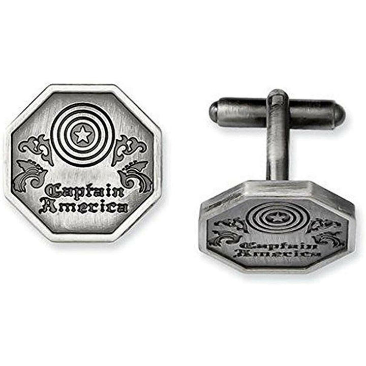 Captain America Pewter Cufflinks Shield and Wreath Cosplay Cuff Links Gift Image 1