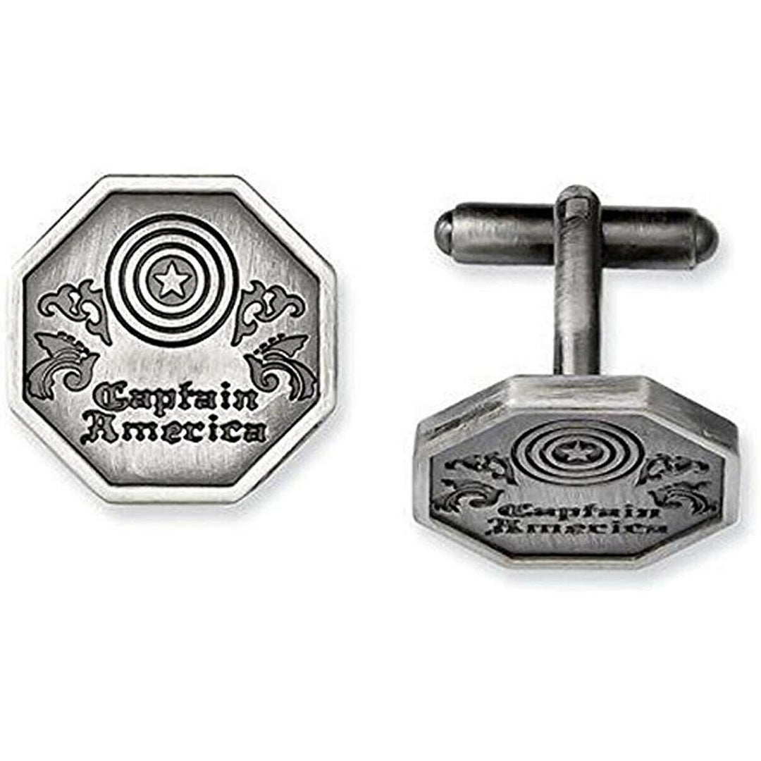 Captain America Pewter Cufflinks Shield and Wreath Cosplay Cuff Links Gift Image 2