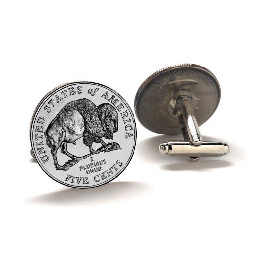 American Bison Coin Cufflinks Uncirculated U.S. Nickel 2005 Buffalo Cuff Links Image 2