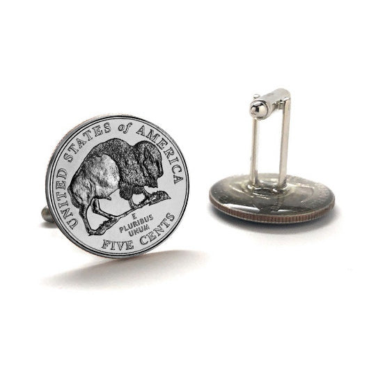 American Bison Coin Cufflinks Uncirculated U.S. Nickel 2005 Buffalo Cuff Links Image 3