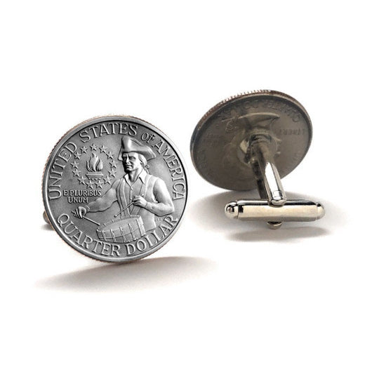 Bicentennial Quarter Cufflinks Uncirculated US Coin Cuff Links 1776-1976 George Washington Bicentennial Quarter Image 1