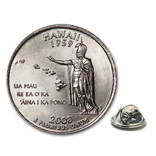 2008 Hawaii Quarter Coin Lapel Pin Uncirculated State Quarter Tie Pin Image 1