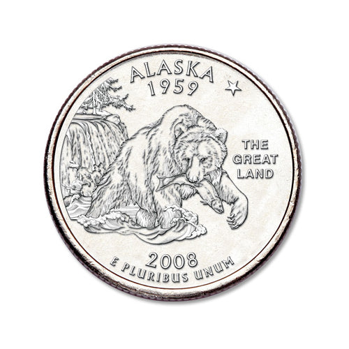 2008 Alaska Quarter Coin Lapel Pin Uncirculated State Quarter Tie Pin Image 2