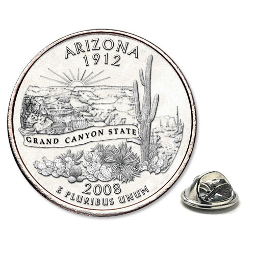 2008 Arizona Quarter Coin Lapel Pin Uncirculated State Quarter Tie Pin Image 1