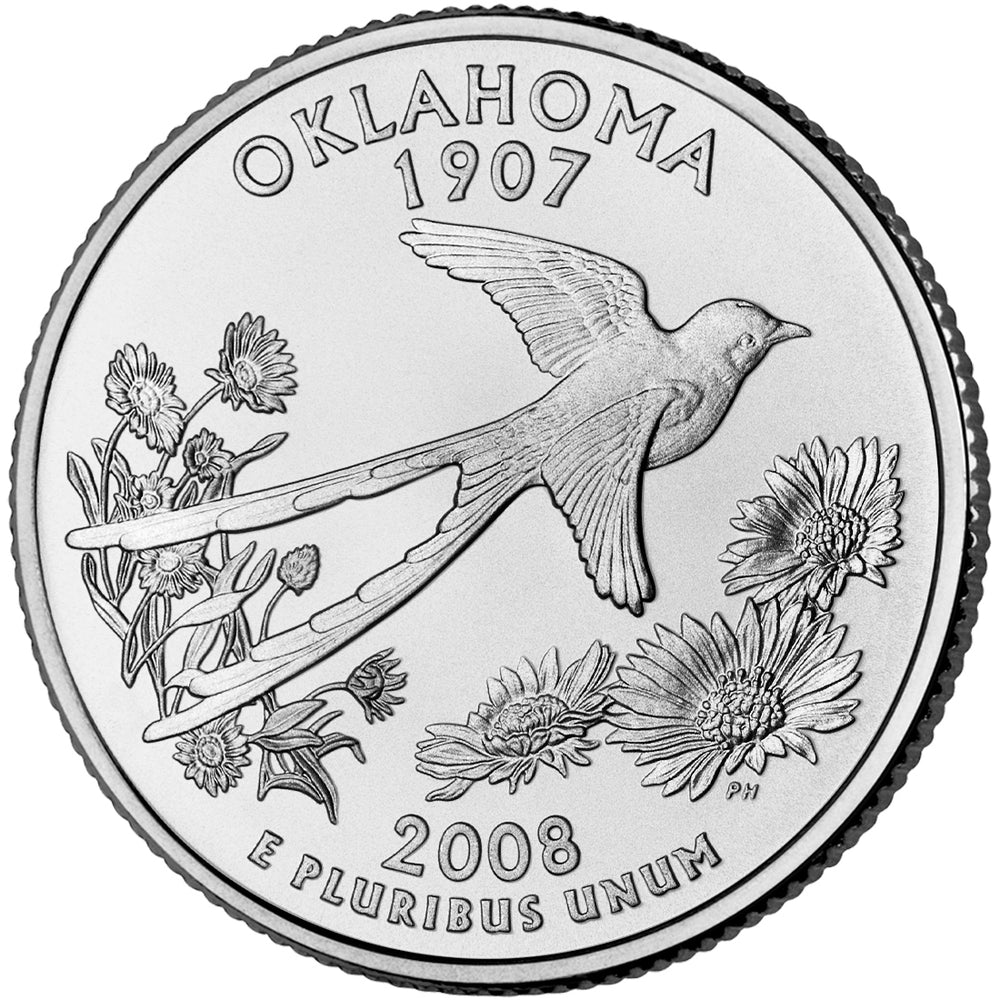 2008 Oklahoma Quarter Coin Lapel Pin Uncirculated State Quarter Tie Pin Image 2