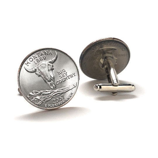 2007 Montana Quarter Coin Cufflinks Uncirculated State Quarter Cuff Links Image 1
