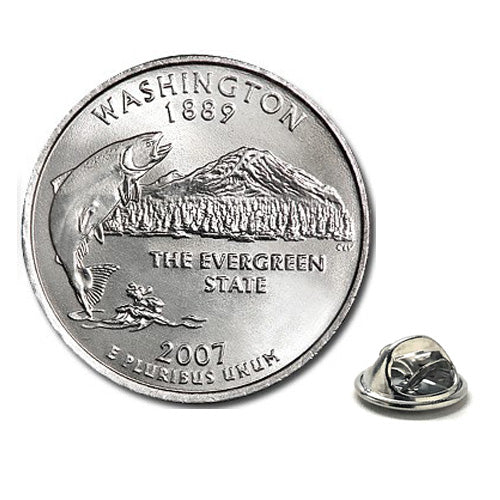 2007 Washington Quarter Coin Lapel Pin Uncirculated State Quarter Tie Pin Image 1
