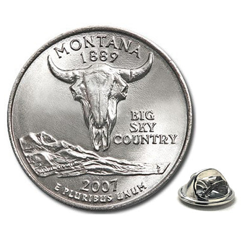 2007 Montana Quarter Coin Lapel Pin Uncirculated State Quarter Tie Pin Image 1