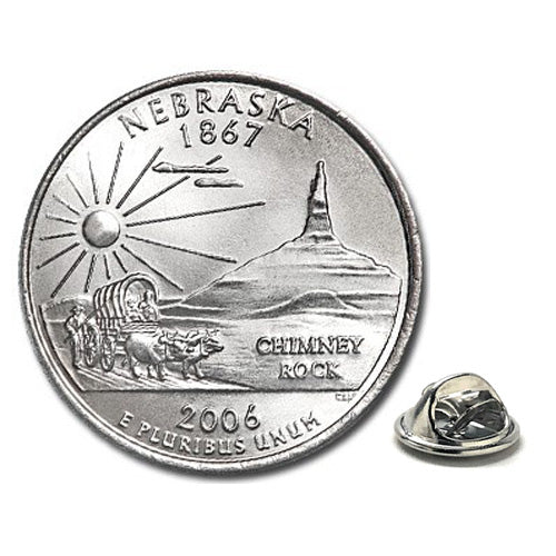 2006 Nebraska Quarter Coin Lapel Pin Uncirculated State Quarter Tie Pin Image 1