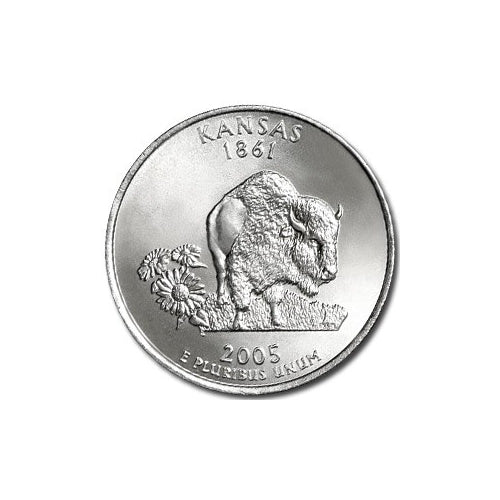 2005 Kansas Quarter Coin Lapel Pin Uncirculated State Quarter Tie Pin Image 2