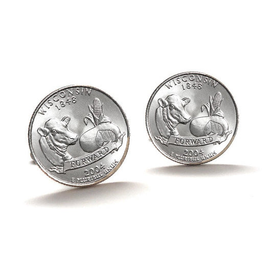 2004 Wisconsin Quarter Coin Cufflinks Uncirculated State Quarter Cuff Links Image 2