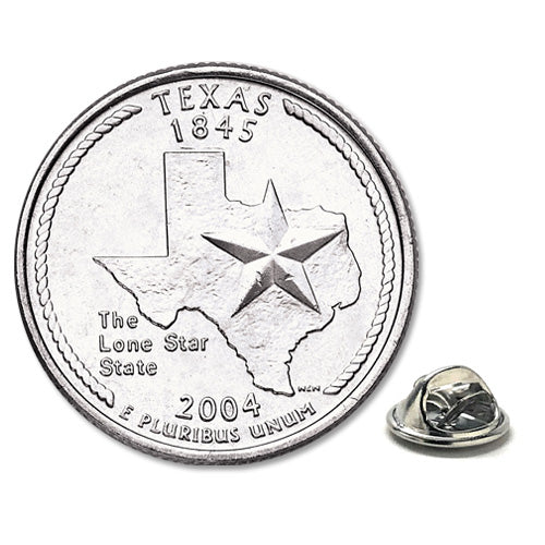 2004 Texas Quarter Coin Lapel Pin Uncirculated State Quarter Tie Pin Image 1