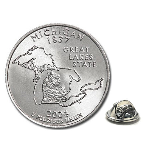 2004 Michigan Quarter Coin Lapel Pin Uncirculated State Quarter Tie Pin Image 1