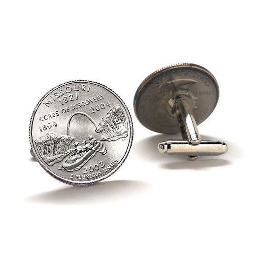 2003 Missouri Quarter Coin Cufflinks Uncirculated State Quarter Cuff Links Image 1