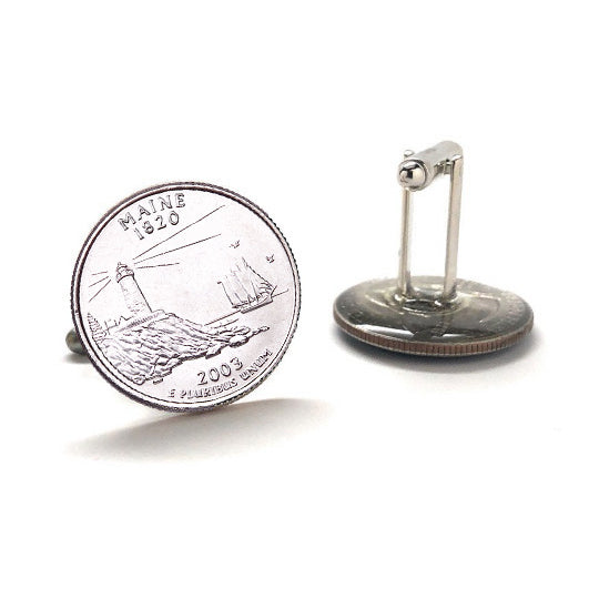 2003 Maine Quarter Coin Cufflinks Uncirculated State Quarter Cuff Links Image 3