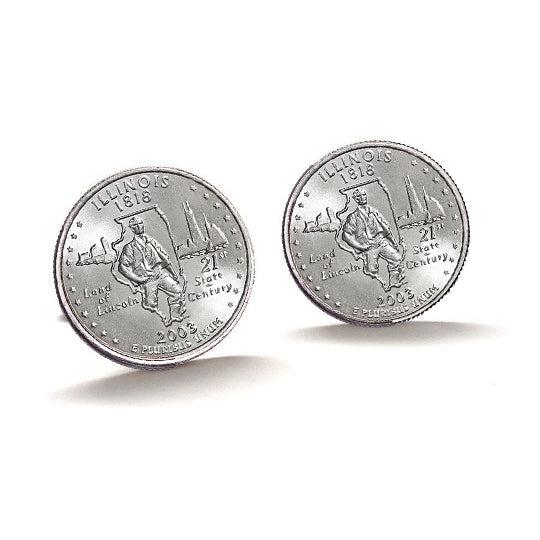 2003 Illinois Quarter Coin Cufflinks Uncirculated State Quarter Cuff Links Image 2