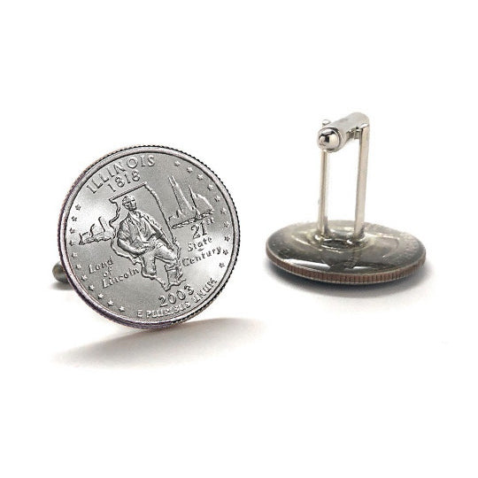 2003 Illinois Quarter Coin Cufflinks Uncirculated State Quarter Cuff Links Image 3