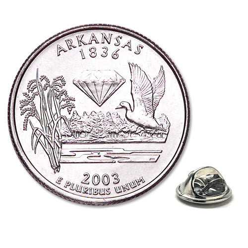 2003 Arkansas Quarter Coin Lapel Pin Uncirculated State Quarter Tie Pin Image 1