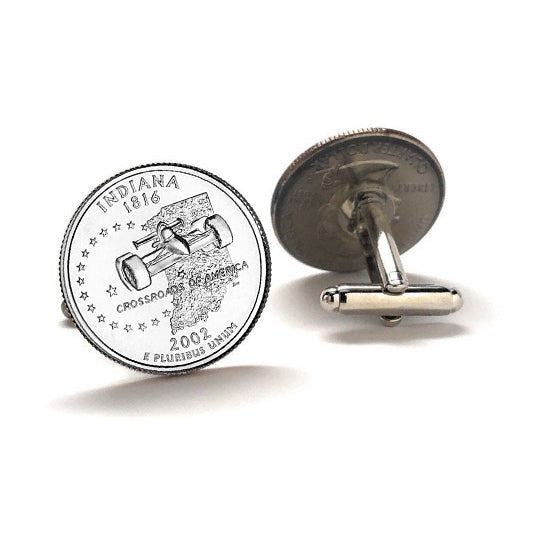 2002 Indiana Quarter Coin Cufflinks Uncirculated State Quarter Cuff Links Image 1