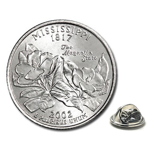 2002 Mississippi Quarter Coin Lapel Pin Uncirculated State Quarter Tie Pin Image 1