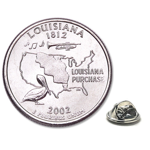 2002 Louisiana Quarter Coin Lapel Pin Uncirculated State Quarter Tie Pin Image 1